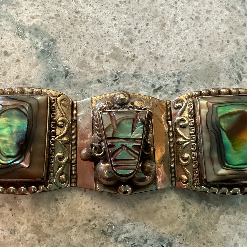 Mexican Taxco Abalone Bracelet- Vintage 1940s - Picture 2 of 8